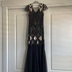 1920S CAP SLEEVE SEQUIN EVENING DRESS